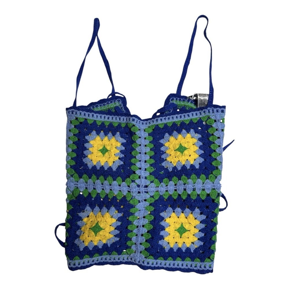 New! Women's Sz S Zara Crochet Granny Square Crop Top